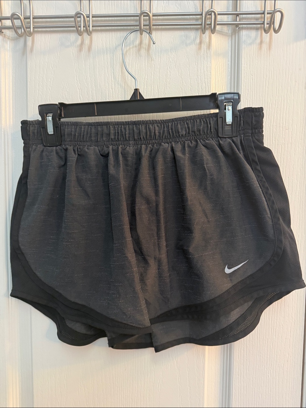 Nike Women's Black Athletic Running Shorts with White Swoosh